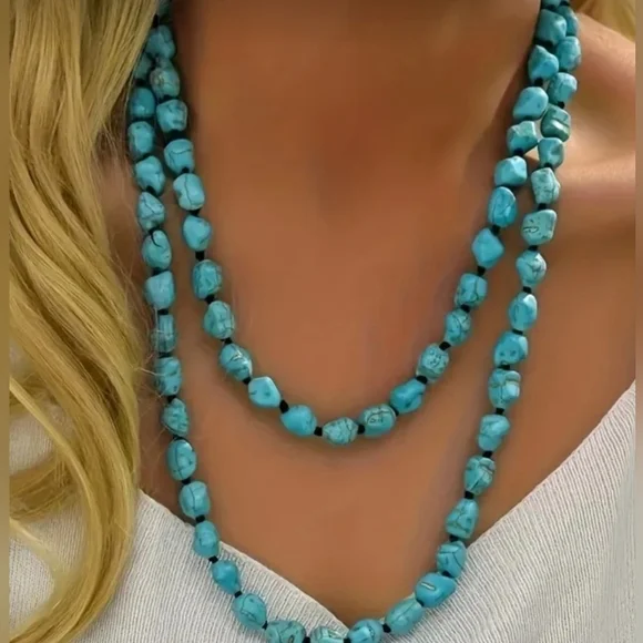 Bohemian Turquoise Beaded Necklace - Picture 2 of 4